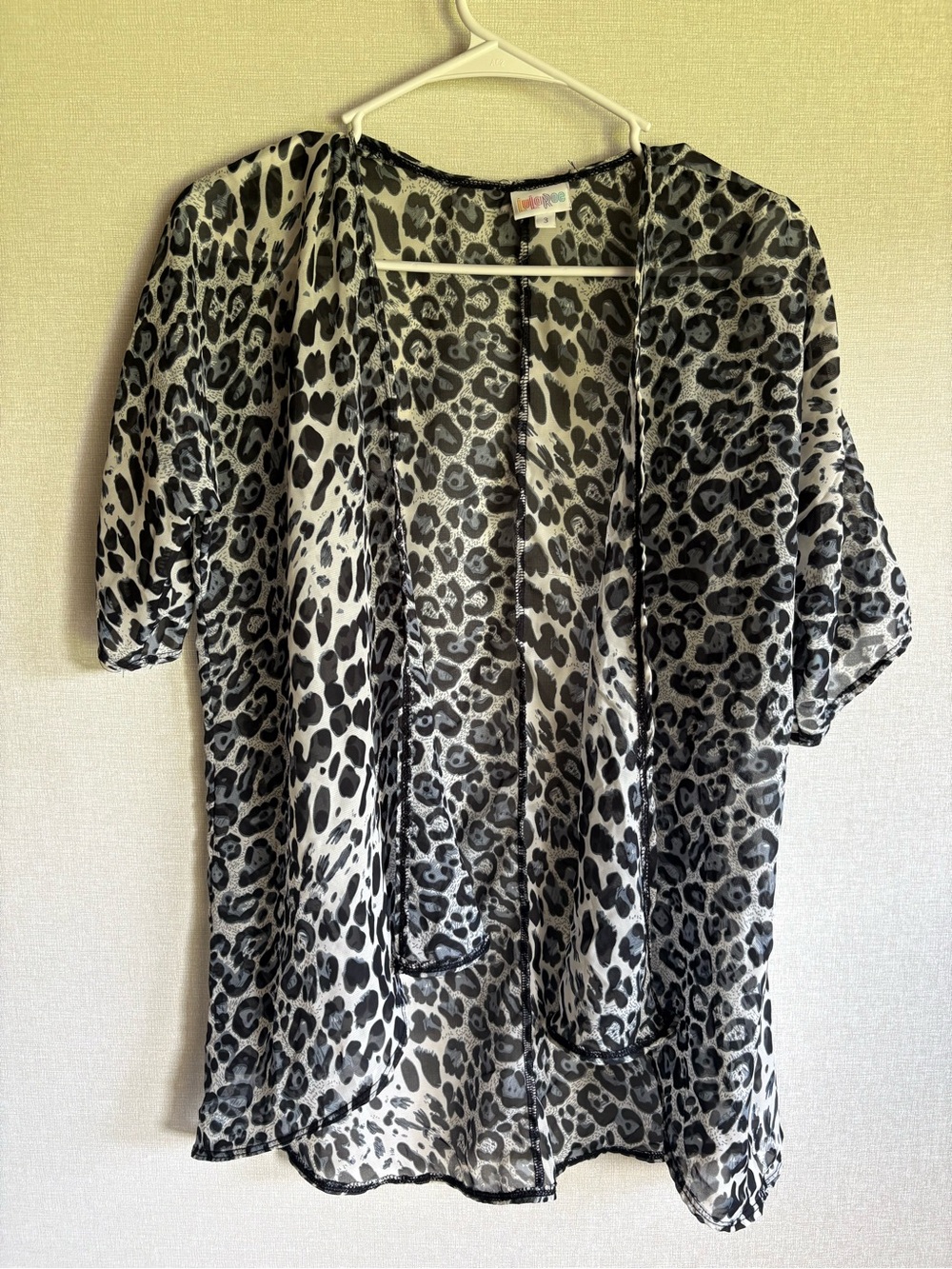 LuLaRoe Sheer Leopard Print Kimono - Black & White